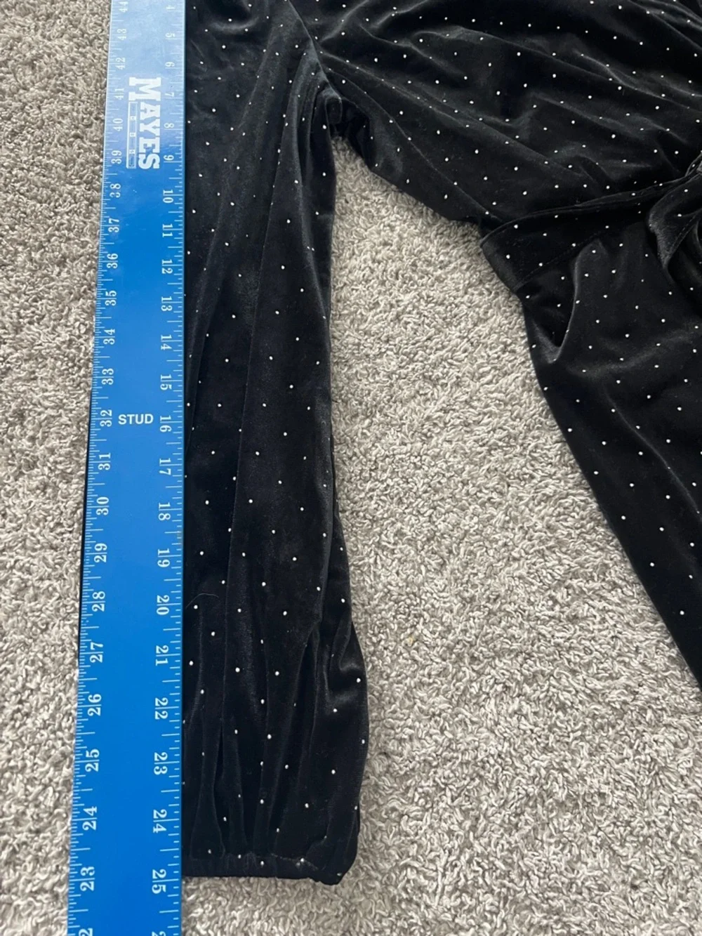 Nine West Faux Wrap Dress Black Velour w/ Tiny Silver Beads & Tie Belt - Size XL - Picture 10 of 12